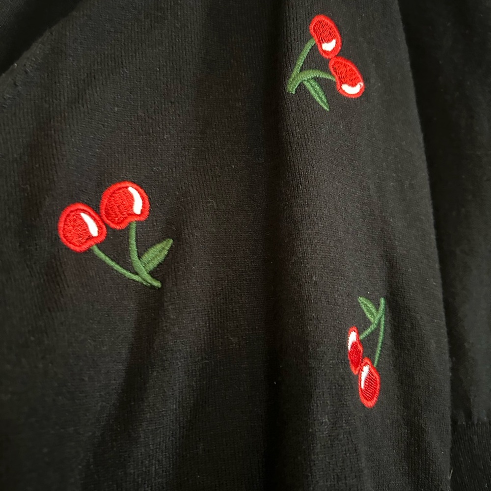 Cherry Embroidered Black Sweater - Picture 4 of 4